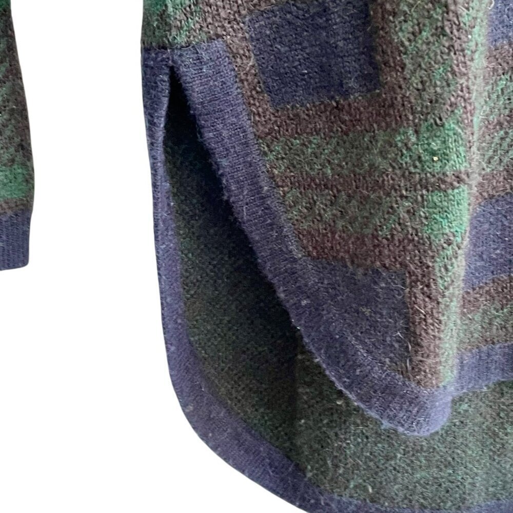 Madewell Mohair Alpaca Wool Blend Tartan Plaid Sweater Green Navy Small - Picture 7 of 12